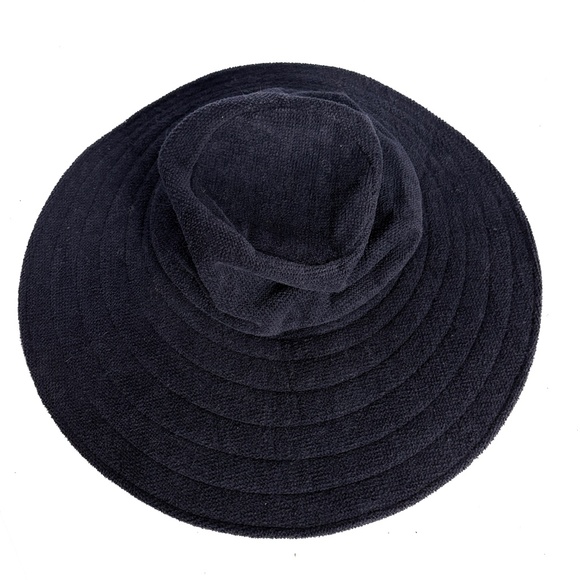 Vintage Norma Kamali for Stetson Hat Wide Brim Floppy Navy Terry Cloth HTF OS main image 10